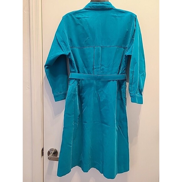 Vintage Corduroy Turquoise Button Down Shirt Dress Belted Sz 6 - Picture 9 of 11